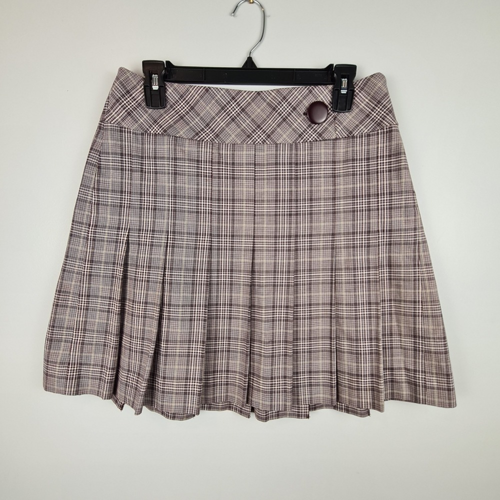 Ann Taylor LOFT Plaid Pleated Mini Skirt Size 4‎ Cotton Academia Preppy Button